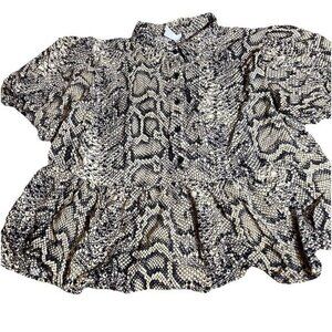 Live 4 Truth Women’s Top Shirt Black Cream White Boa Snake Animal Print Sz XL